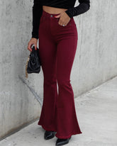 Barker High Rise Stretch Frayed Flare Jeans - Wine